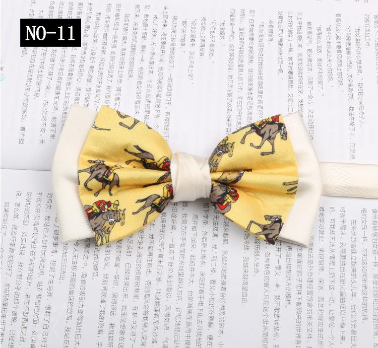 Gemusterte Fliege Herren Imitationsseide Druck Retro High-End Französisches Hemd Amtlich Fotografie Hochzeit Schleife Kragen