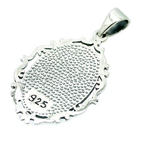 Silver One Sterling Silver 925 Miraculous Medal Virgin Mary Antique Pendant Top for Men, 1/4 Inch (mm), Arabesque Design