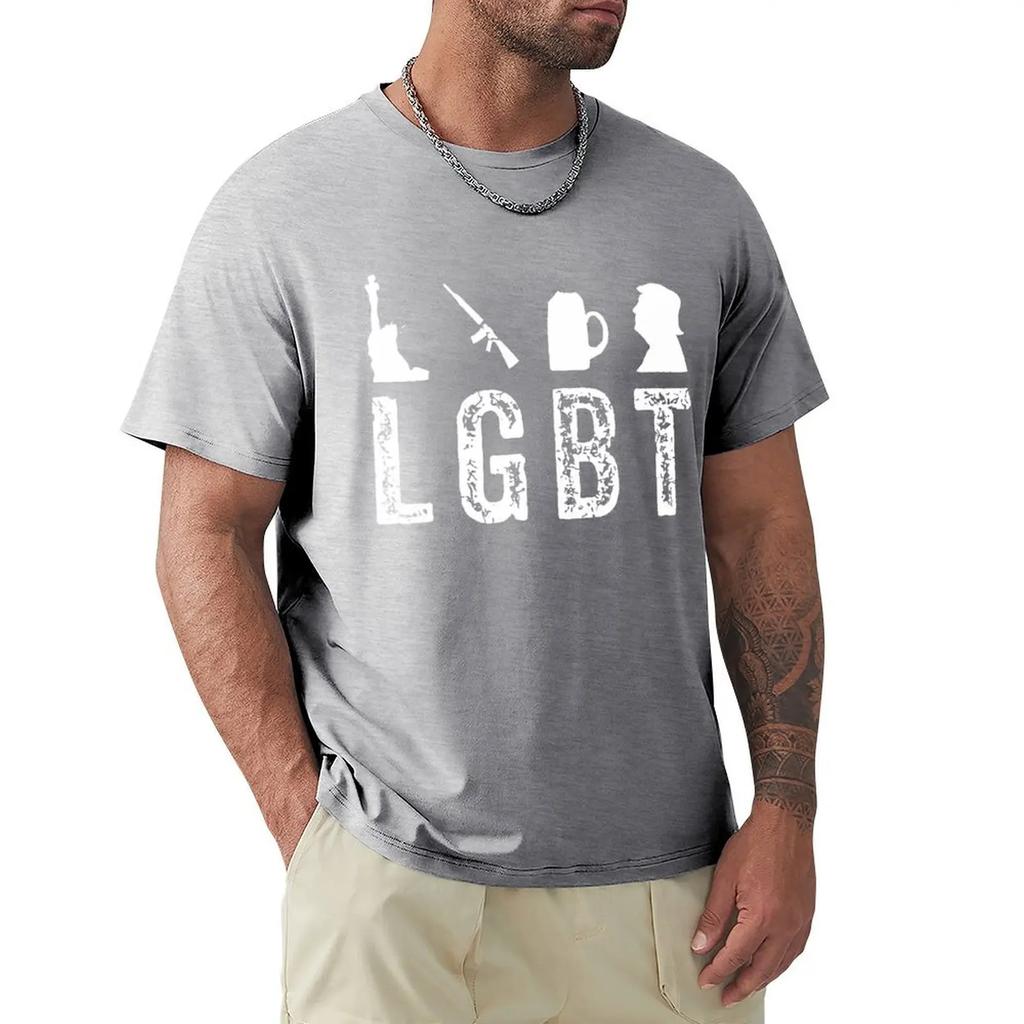 LGBT Liberty Guns Beer Trump Funny Inspired T Shirt Harajuku Short Sleeve T-shirt 100% Cotton Graphics Tshirt Tops