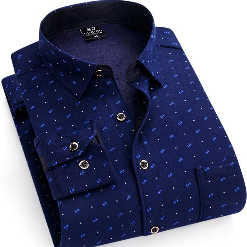 2024 Herren Kariertes Langarm Dickes Warmes Hemd für Herbst und Winter