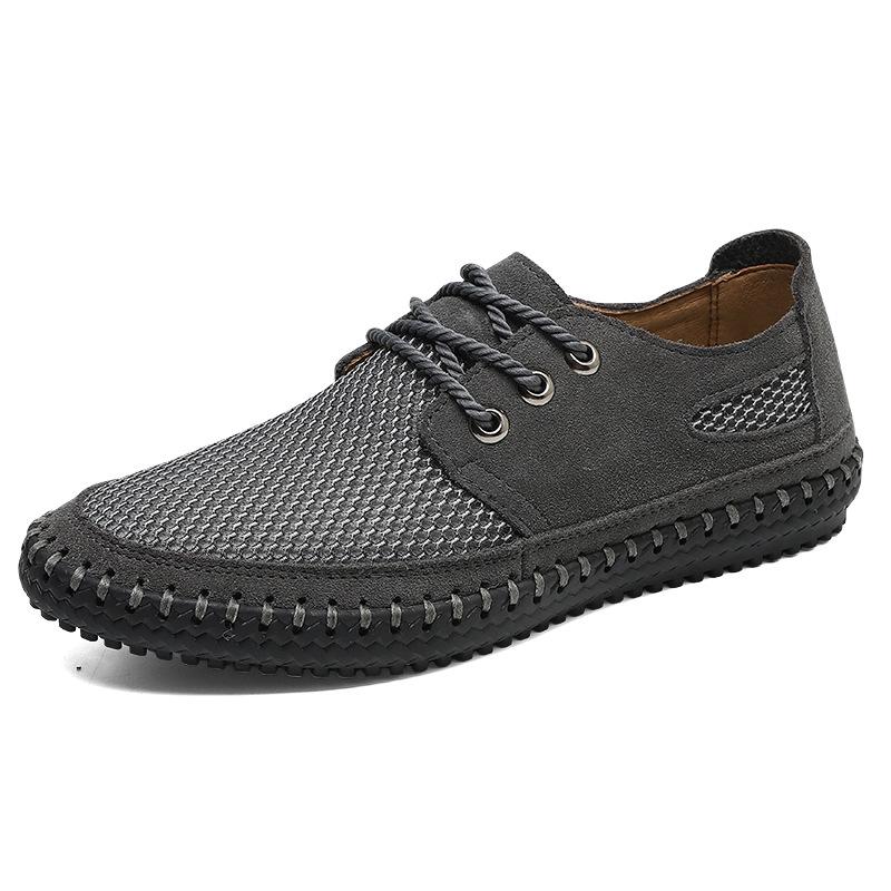 Men's Breathable Suede Leather Casual Hand-stitched Shoes - Large Size