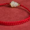 Hand Braided Red Lucky Bracelets For Couples Imitation Jade Calabash Cinnabar Beads Bracelet Good Fortune Bangles  Year Gift