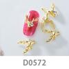 10Pcs Gold Silver Elk Antler Shape Alloy Diamond Nail Ornament Manicure Decoration Accessories