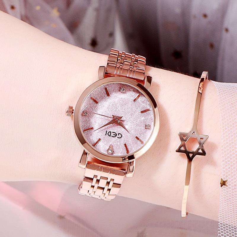 Star Women'S Watch Fashion Girl Hand Watch Versatile Casual Calendar Strap Star Watch