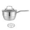 2-lagiger Edelstahl-Milchtopf mit Griff und Glasdeckel Mehrzweck-Stieltopf zum gleichzeitigen Dämpfen und Kochen