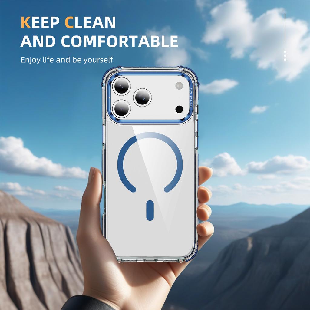 For iPhone 17 Pro Clear Phone Case with Lens Kickstand Cover Compatible with MagSafe
