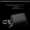 Lychee Grain Cowhide Key Case with Zipper - Pure Black