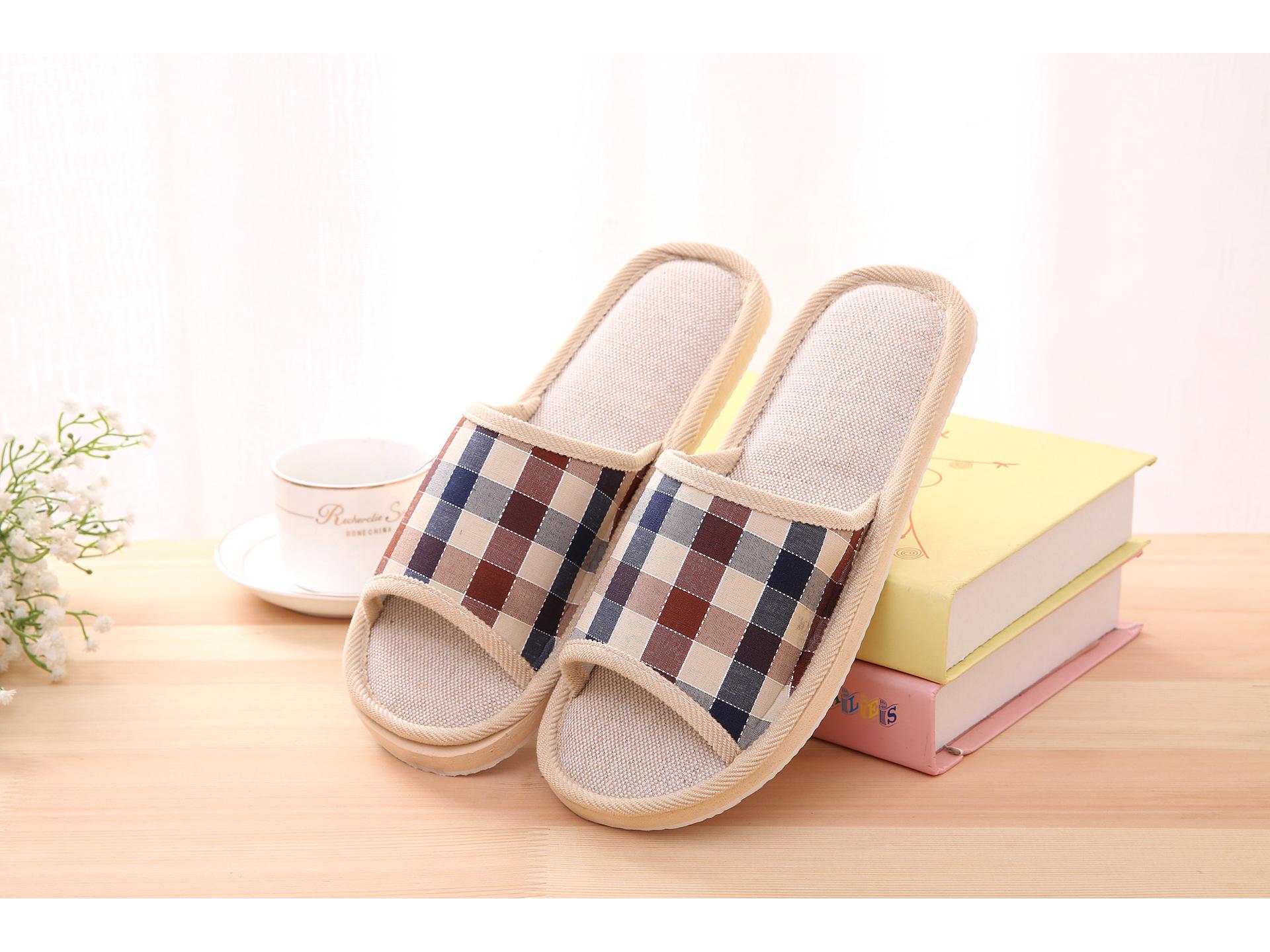 

«Парные домашние тапочки из хлопка и льна»: Мягкое дно для деревянных полов, дизайн унисекс 42/43 (fits 39-41)