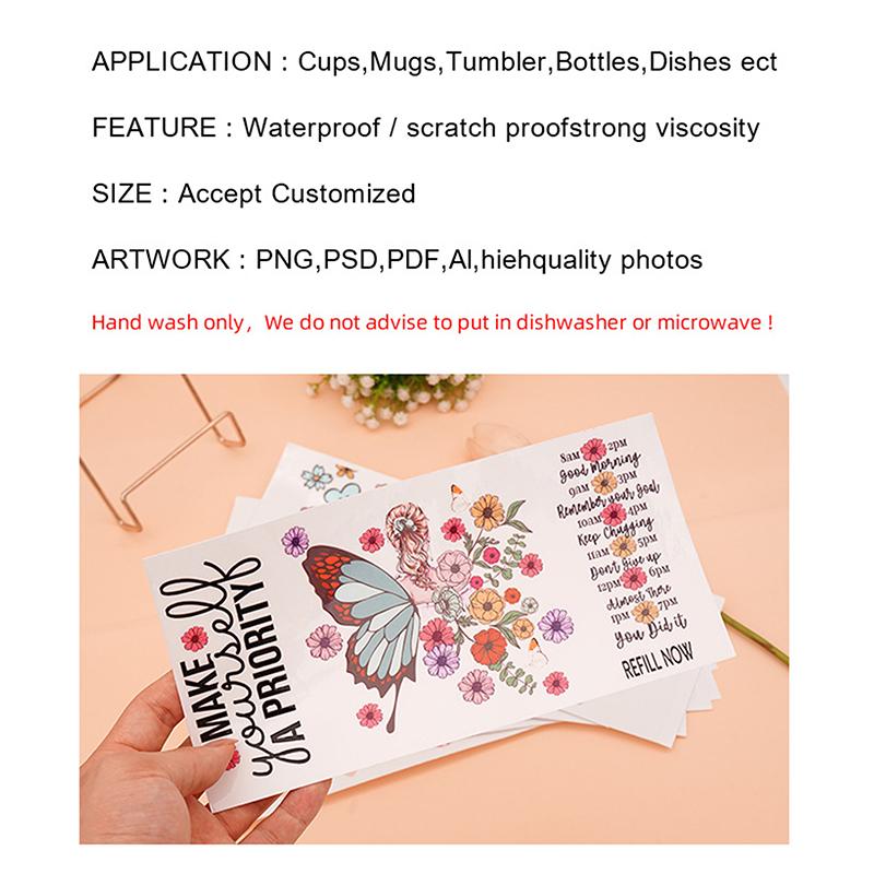 Autocolant UV DTF cu funde fluide pentru cutii de bere de 16 oz, panglici Pretty Love, drăguț model feminin, pentru cutii de bere, model UV DTF