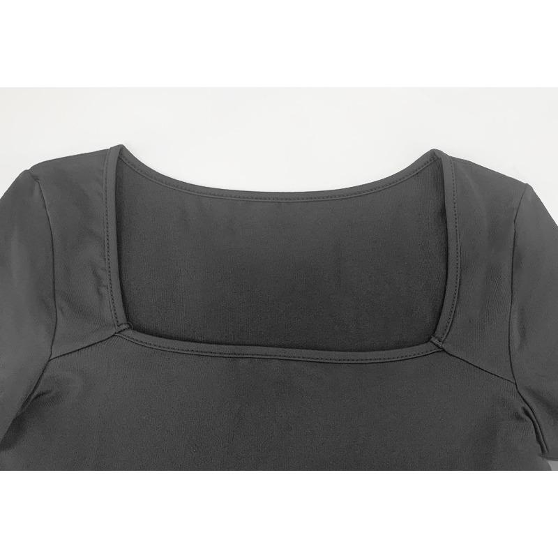 GMXIA Summer Women's Sexy Tight Square Collar Short Sleeve Jumpsuit