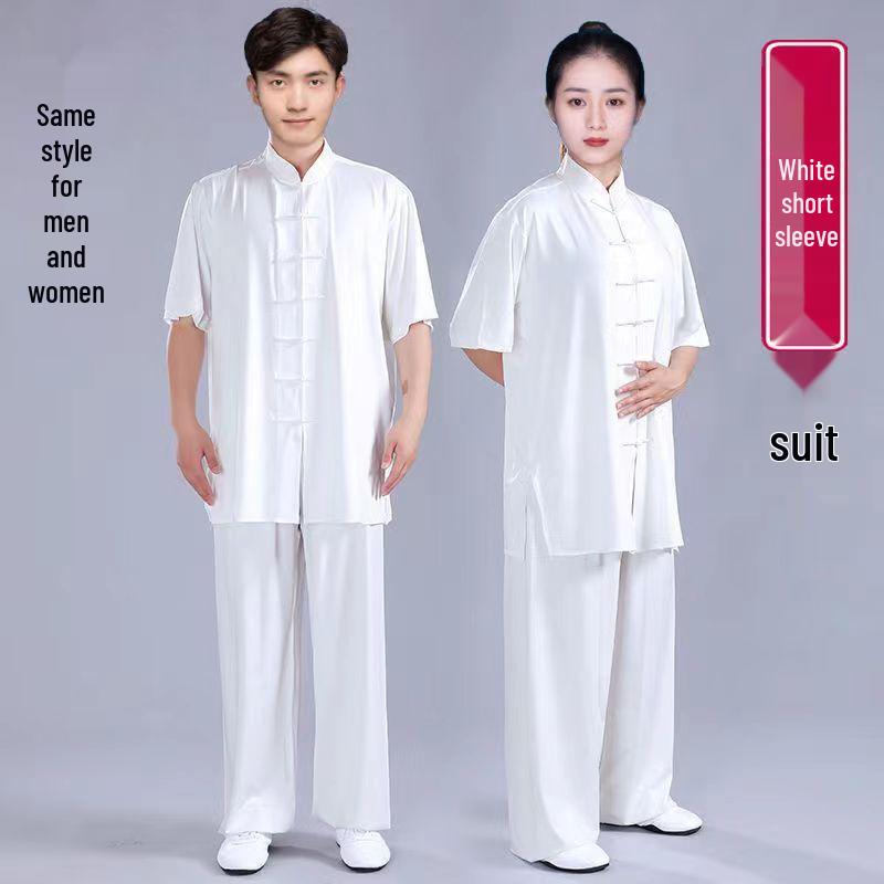 High-End Milk Silk Tai Chi Suit Set for Women and Men - Spring To Autumn Wushu Performance Outfit, Chinese Style