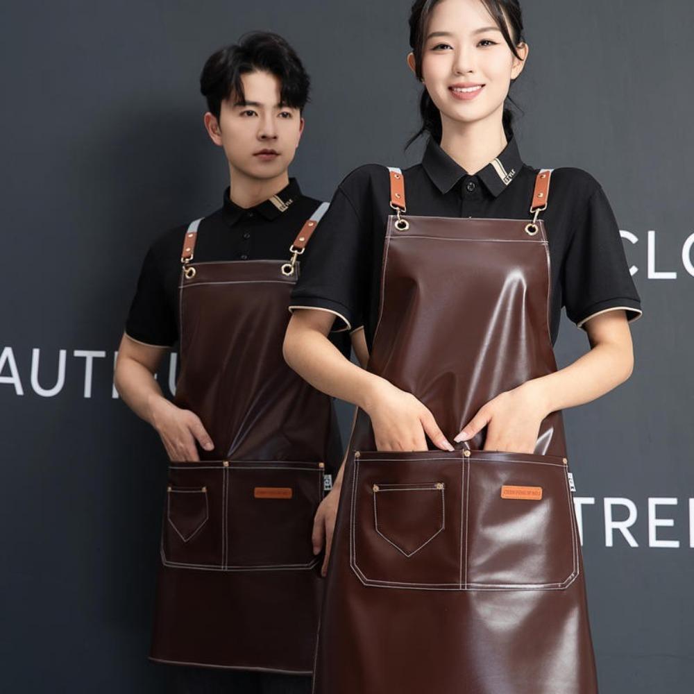 Creative PU Baking Cooking Aprons Solid Color Sleeveless Apron Antipollution Waterproof Workwear Housework