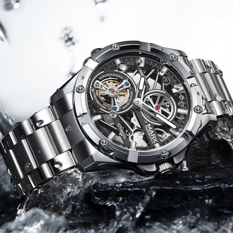 FAIRWHALE Luxury Men Watch Automatic Movement 44MM Dial Stainless Steel Tourbillon Waterproof Mechanical Watch for Man Gift Set