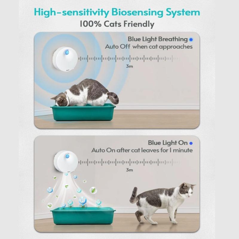 Smart Pet Cat Geruchsreiniger für Katzentoiletten, Geruchsentfernung, Deodorant, automatischer Luftreiniger für Haustiertoiletten, Deodorant-Reinigungswerkzeug für Hunde- und Katzenstreu