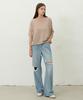LE STUDIO Boat Neck Loose Fit Short Sleeve Knit_Beige