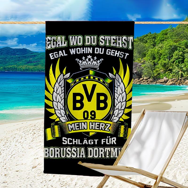 Bvb Soccer Ball Design Printed Beach Towel, Super Soft Microfiber, Perfect Gift Birthday, for Pool, Beach, Travel, for Family and Friends