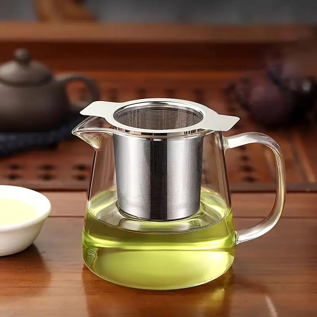 1pc Double Handles Stainless Steel Tea Infuser With Lid Fine Mesh Coffee Filter Teapot Cup Hanging Loose Leaf Tea Strainer Kitch