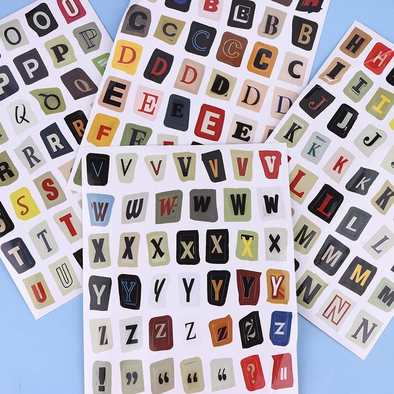 Alphabet, Number & Symbol Label Stickers Diy Scrapbooking Journal Supplies For Students (Decorative Collage Base)