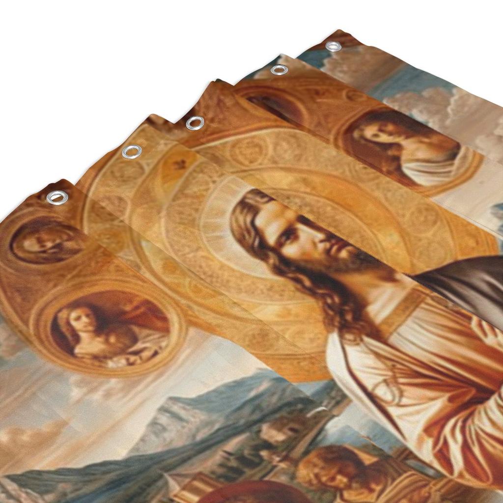 Worshiping Jesus Shower Curtain Bathroom Polyester Waterproof Bath Curtains With Hooks