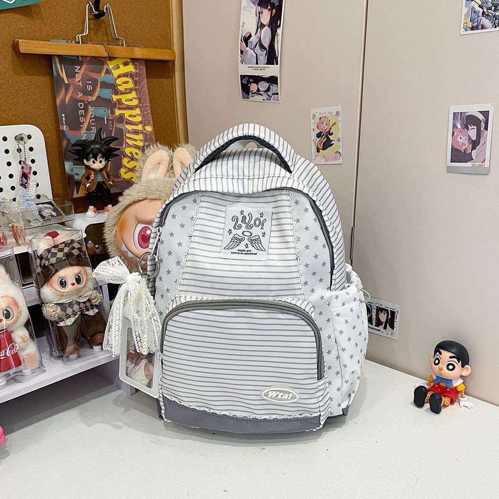 Lightweight Korean Style Striped Star Backpack - Large Capacity for Female Students