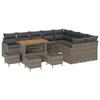 Ensemble de Canapés de Jardin 13 Pièces avec Coussins Gris Poly Rattan Acacia 3364263