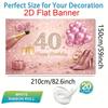 1Pcs Happy 40th Birthday Champagne Pink Roses Decoration Background Birthday Backdrop Decorations For Photo Studio Booth Party