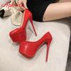 Aphixta New 5.5cm Platform Heels Sexy Pointed Toe Red Sole 16.5cm  Wedding Shoes Naked Black Disco Party Heels Pumps