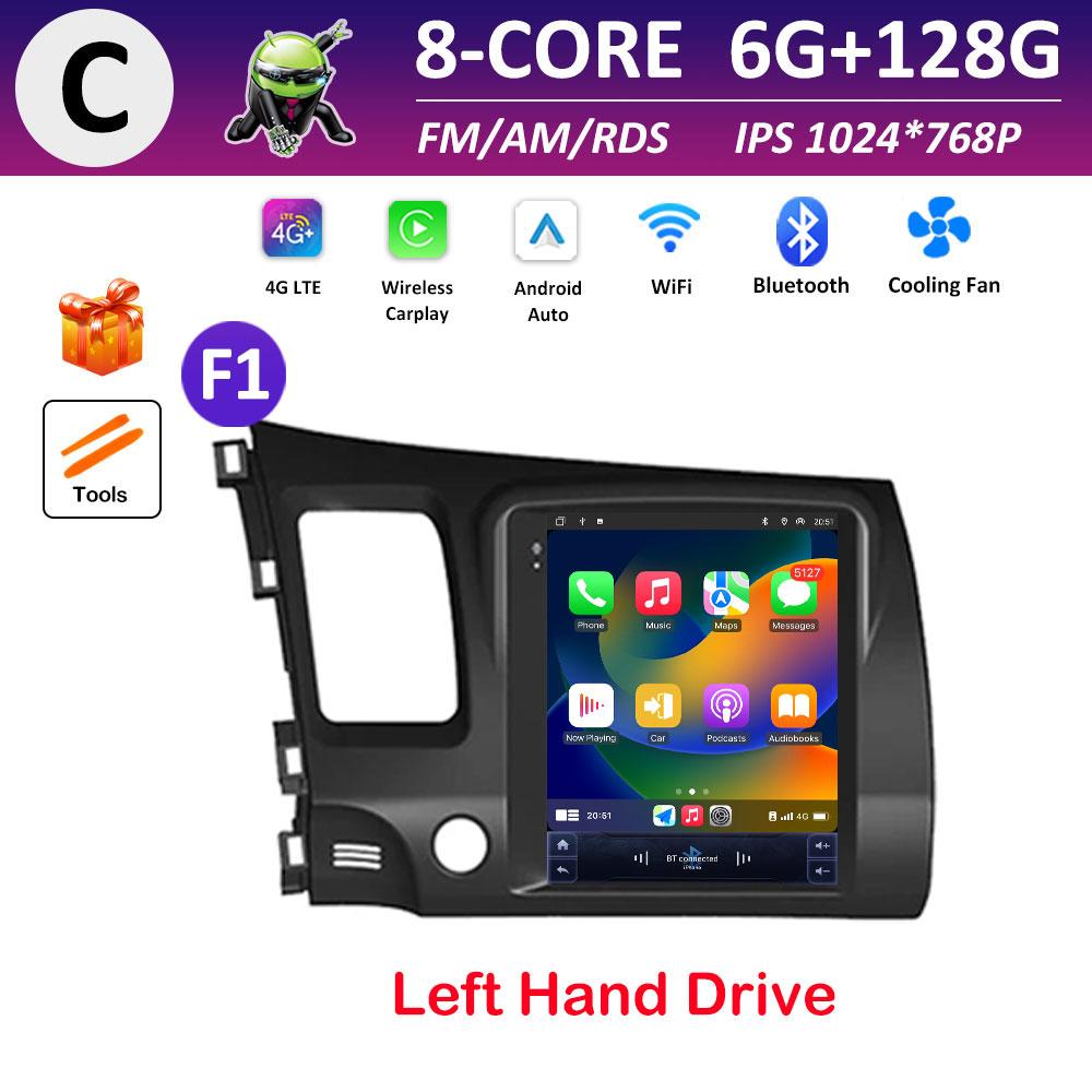 Car Multimedia Video Radio Player WIFI for Honda Civic 2005 2006 2007 2008 - 2012 Android OS Wireless Carplay GPS Navigation 4G