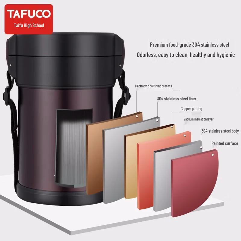 TAFUCO 1,5L 3-lagige Edelstahl-Isolier-Lunchbox 304