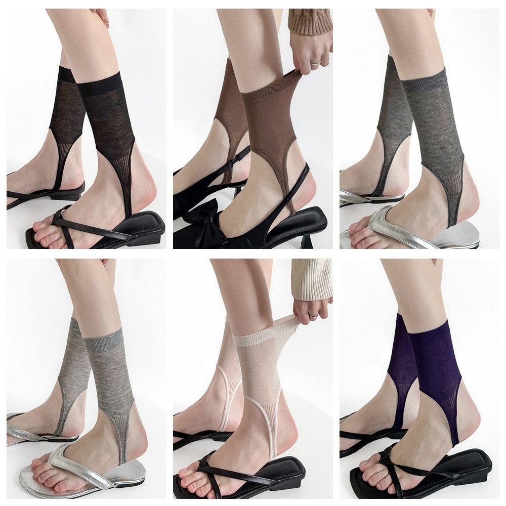 Modische Baumwoll-Beinwärmer Unifarbene Atmungsaktive Trittsocken Dünne Dehnbare Wadenstrümpfe Sommer