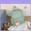 Cute Girl Backpack Nylon School Bag With Solid Color And Letter Embroidery Design For Daily Use