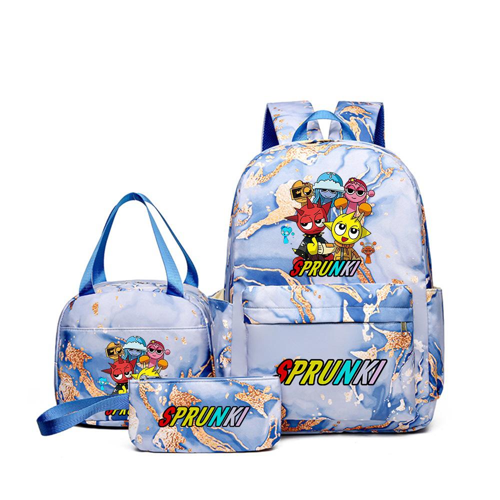 Rhythm box teen schoolbag sprunki cartoon print backpack pencil bag three-piece children's schoolbag 4