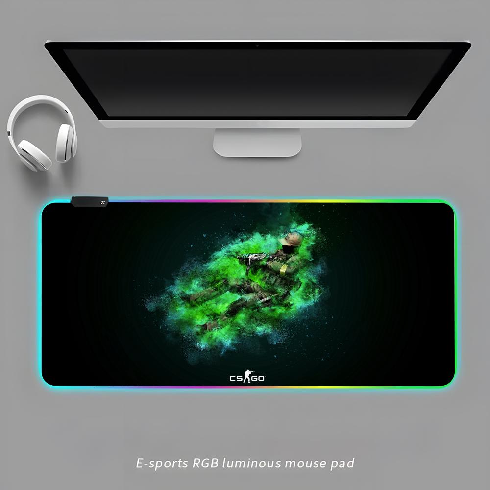 

CS GO Guns Mouse Pad RGB Gaming Mouse Pad Desk Mat HD Gamer Large LED Light XXL MousePads RGB600x300x3mm