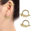 Pack of 2 Unique Geometric Shape Nose Rings Body Piercing Jewelry Seamless Design Metal Texture Polished Finish