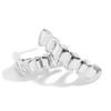 G001 Grillz de Hip Hop para Hombres y Mujeres Iced Out Latón Plateado/Dorado Brillante Juego Superior e Inferior Regalo