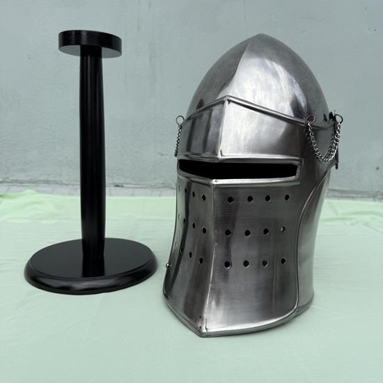 Medieval Armor Barbute Helmet LARP Warrior Barbuta Armor Reenactment Helmet Steel Barbute Helmet With Stand For Cosplay And Costumes