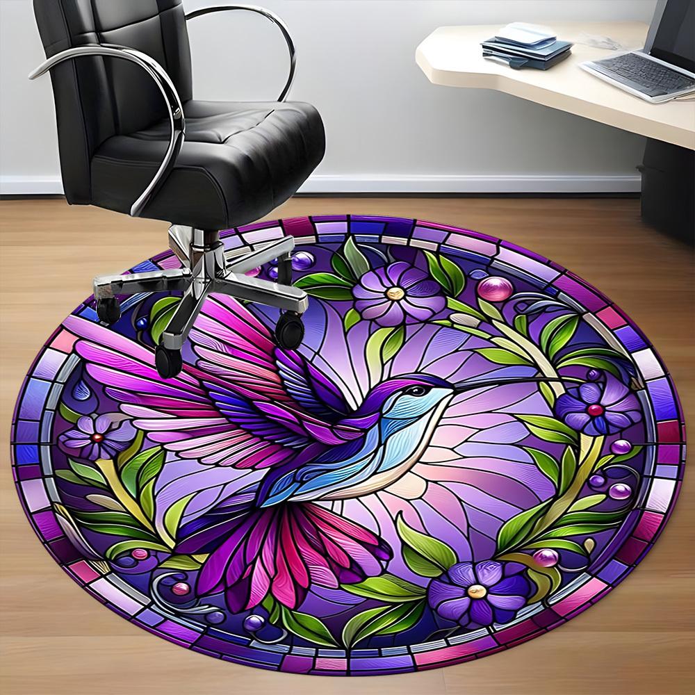 1pc Stained Glass Hummingbird Chair Carpet for Office - Durable, Ideal for Chair Mats, Stylish & Functional Decorative Rug Yy260130080