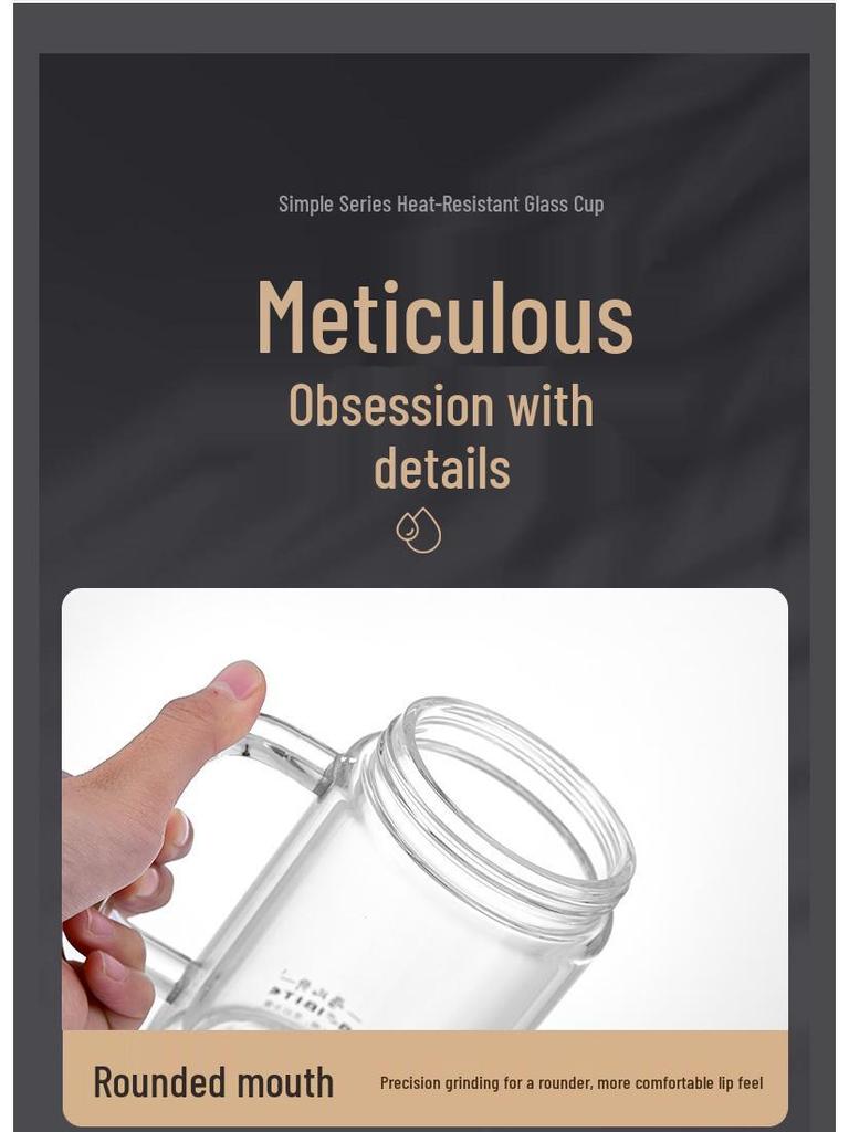 High Temperature Resistant Large Capacity Glass Tea Cup with Infuser, Double-Walled, Heat Insulated, and Portable Borosilicate Glass.
