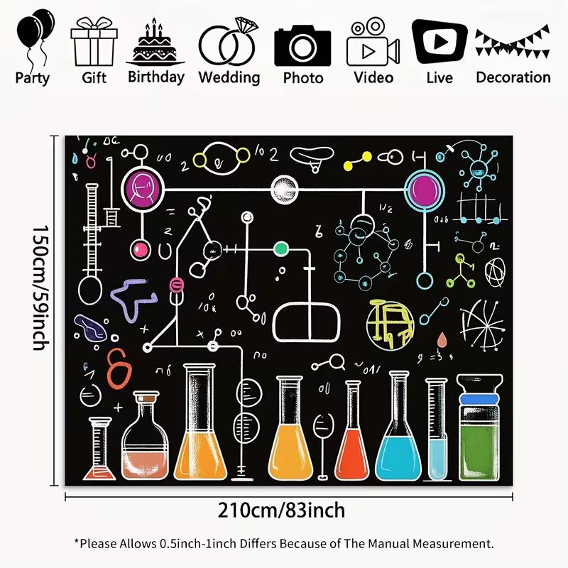 

2D Chemistry Lab Backdrop Science Themed Birthday Photography Background 47.2x31.5inch/120*80cm