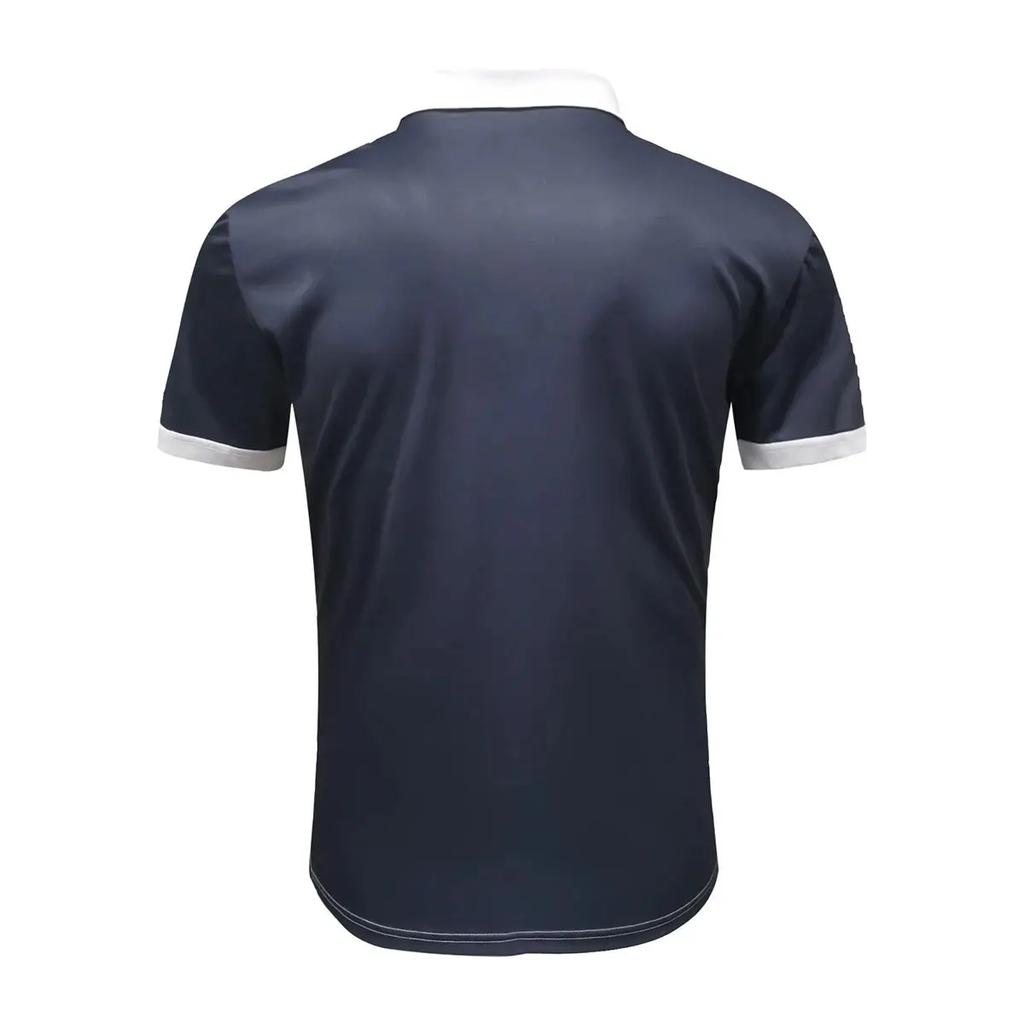 Men's Diagonal Color‑Block Short‑Sleeve Polo Shirt Lapel Collar Slim‑Fit Summer Tops