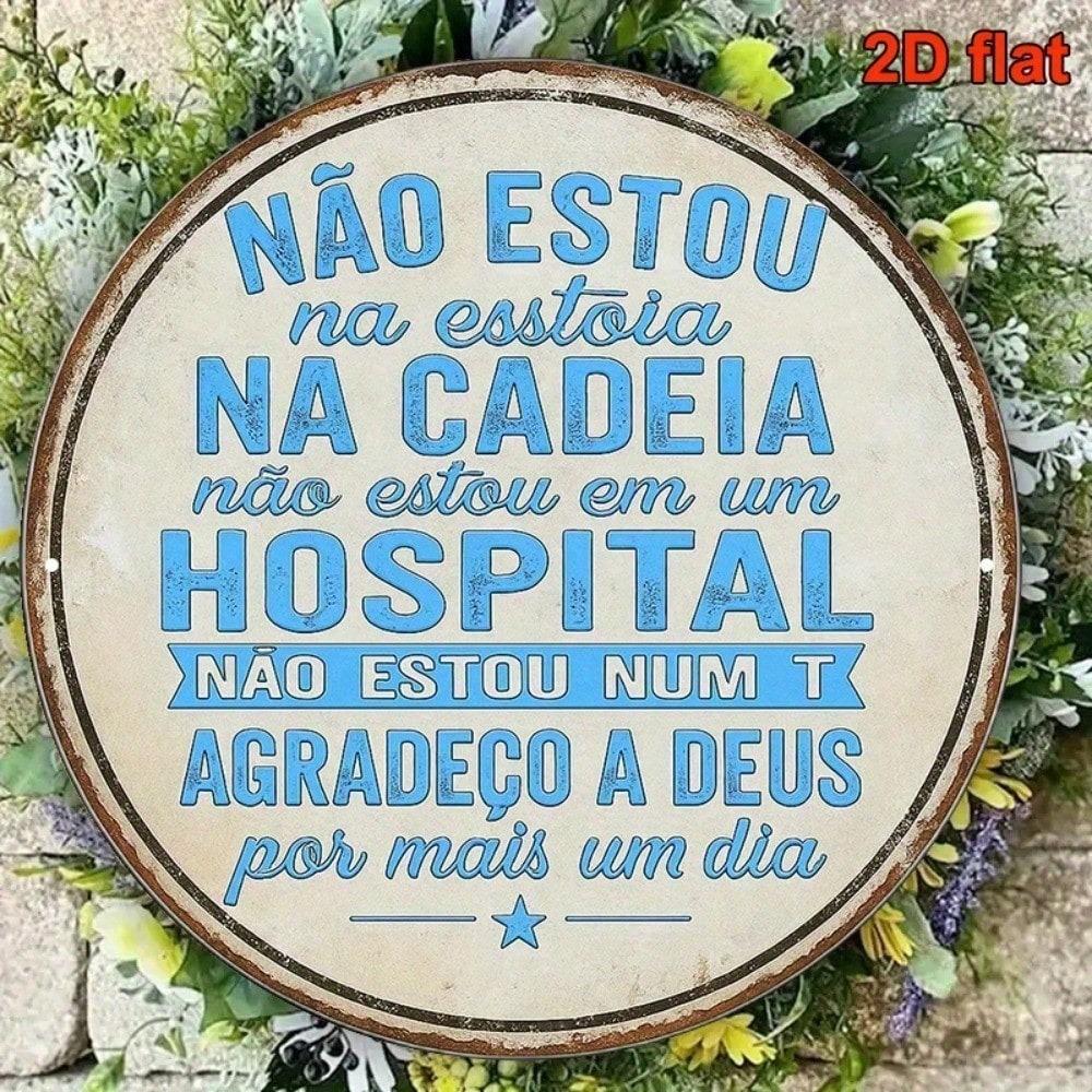 Vintage Portuguese 8x8 Inch Aluminum Sign, Thank God For Another Day Quote Wall Decor