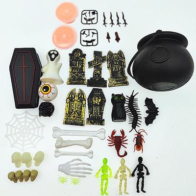 Halloween Horror Decoration Kit: Witch, Bones, Skeleton Head, Pumpkin, Tombstone & More