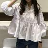 2023 Spring/Autumn Korean Style Sweet Loose Babydoll Puff Sleeve Shirt for Women