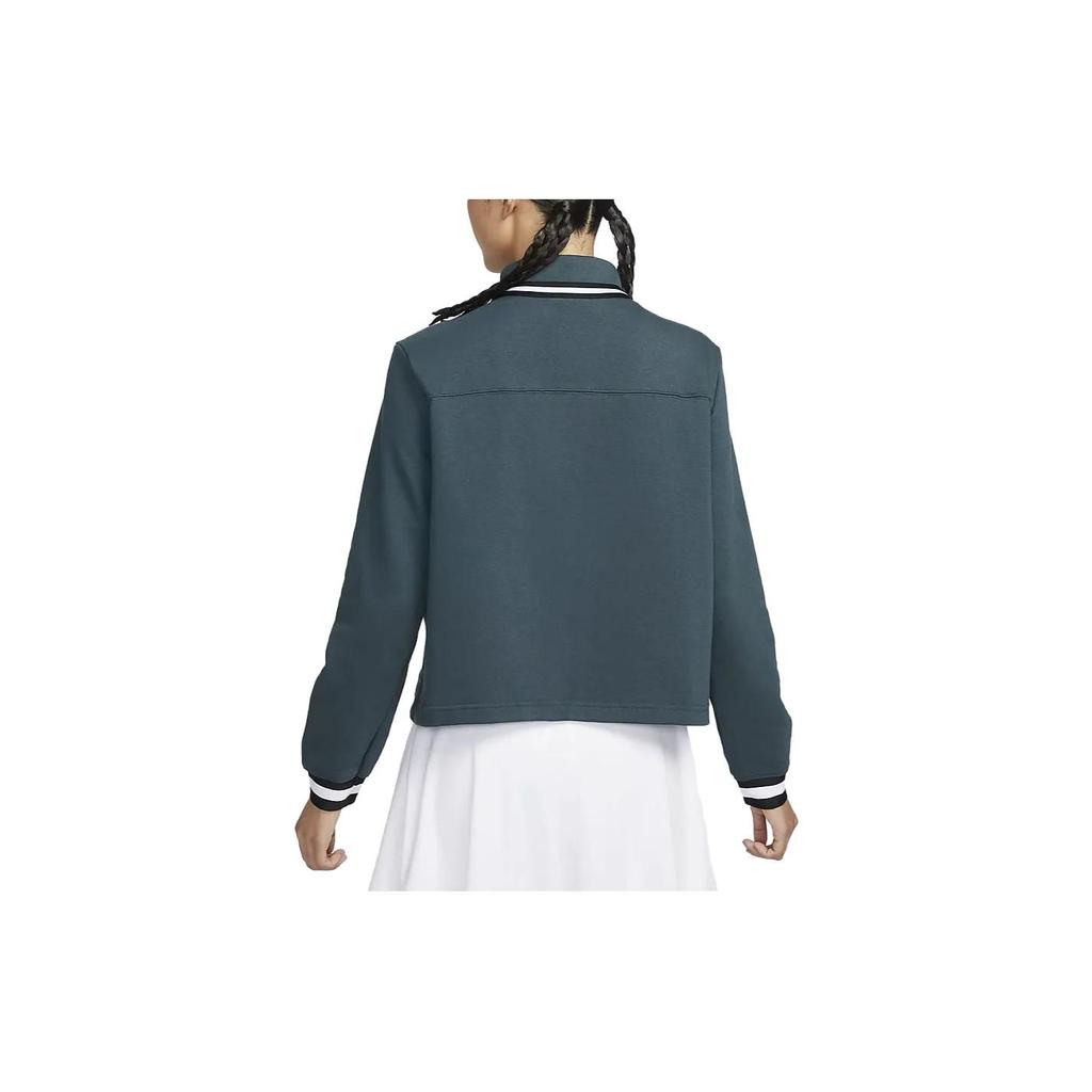 Nike Dri-Fit Heritage Half-Zip Stand Collar Long Sleeve Sweatshirt Women Tops Dark-Green FB4152-328