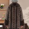 Cozy Retro Fleece-Lined Coat for Elderly Women - Fashionable Autumn/Winter Outerwear for Ages 60-70