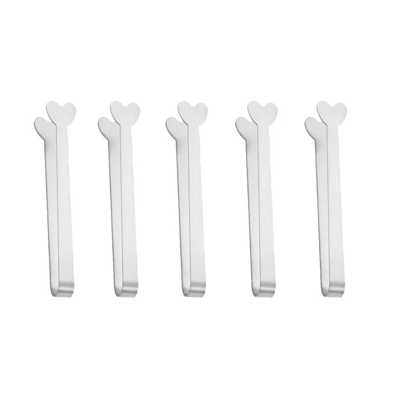 1/5pcs Stainless Steel Ice Tongs Coffee Sugar Cube Small Clip Home Cafe Ice Cube Snack Clip Wedding Birthday Party Kitchen Tool