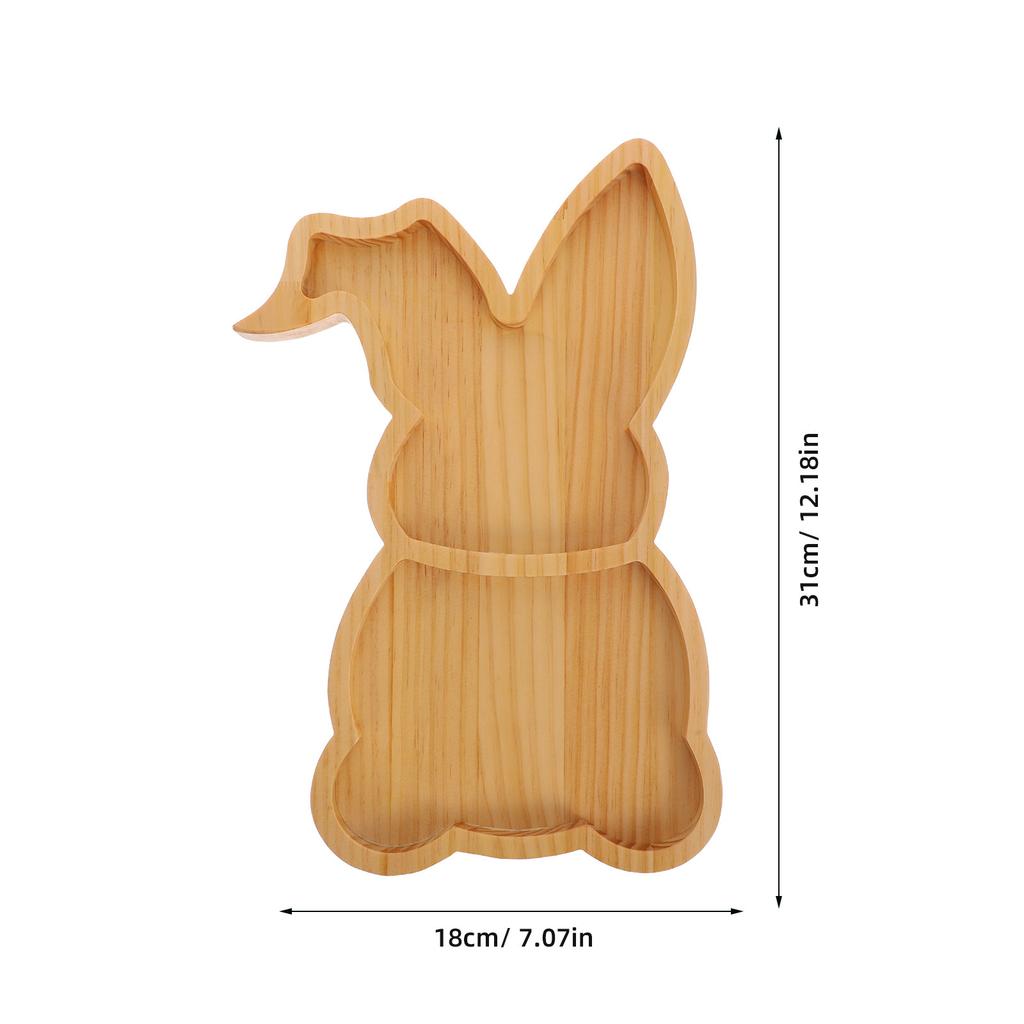 Easter Bunny Tray Decor Wooden Serving Tray Easter Bunny Cooked Food Plate Decorative Wood Snack Board Charcuterie Platter