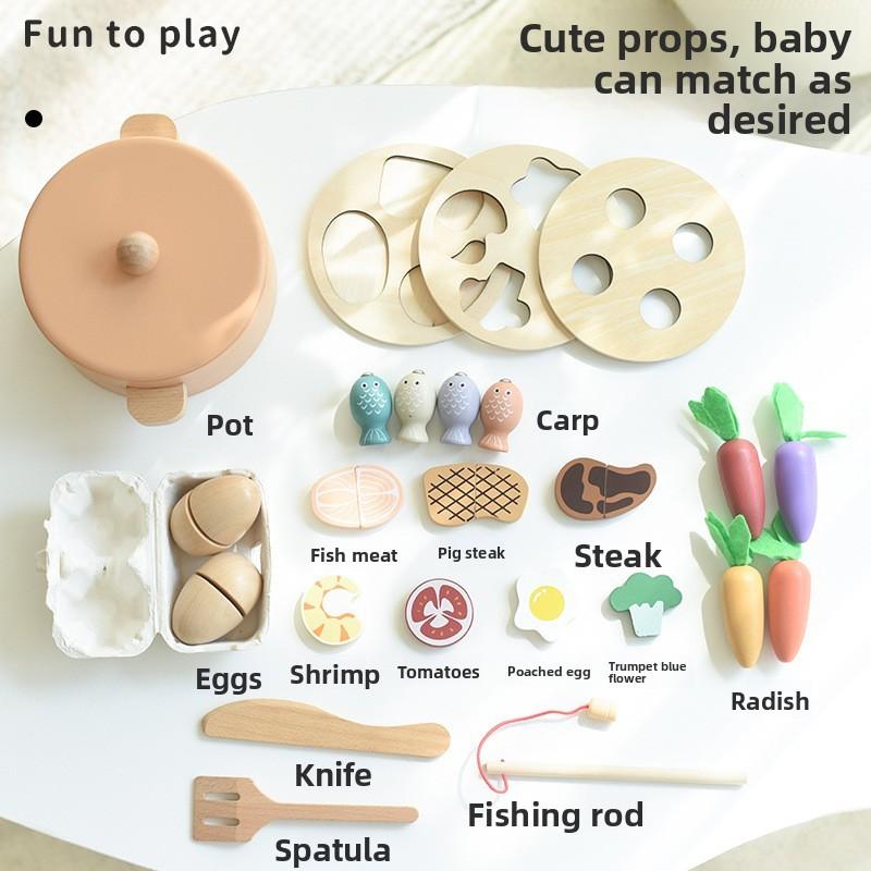 And Cooking Wooden Fishing Toys With Interactive Elements For Early Education