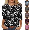 Women's Fashion Print Casual Seventh Sleeve Round Neck T-Shirt Top