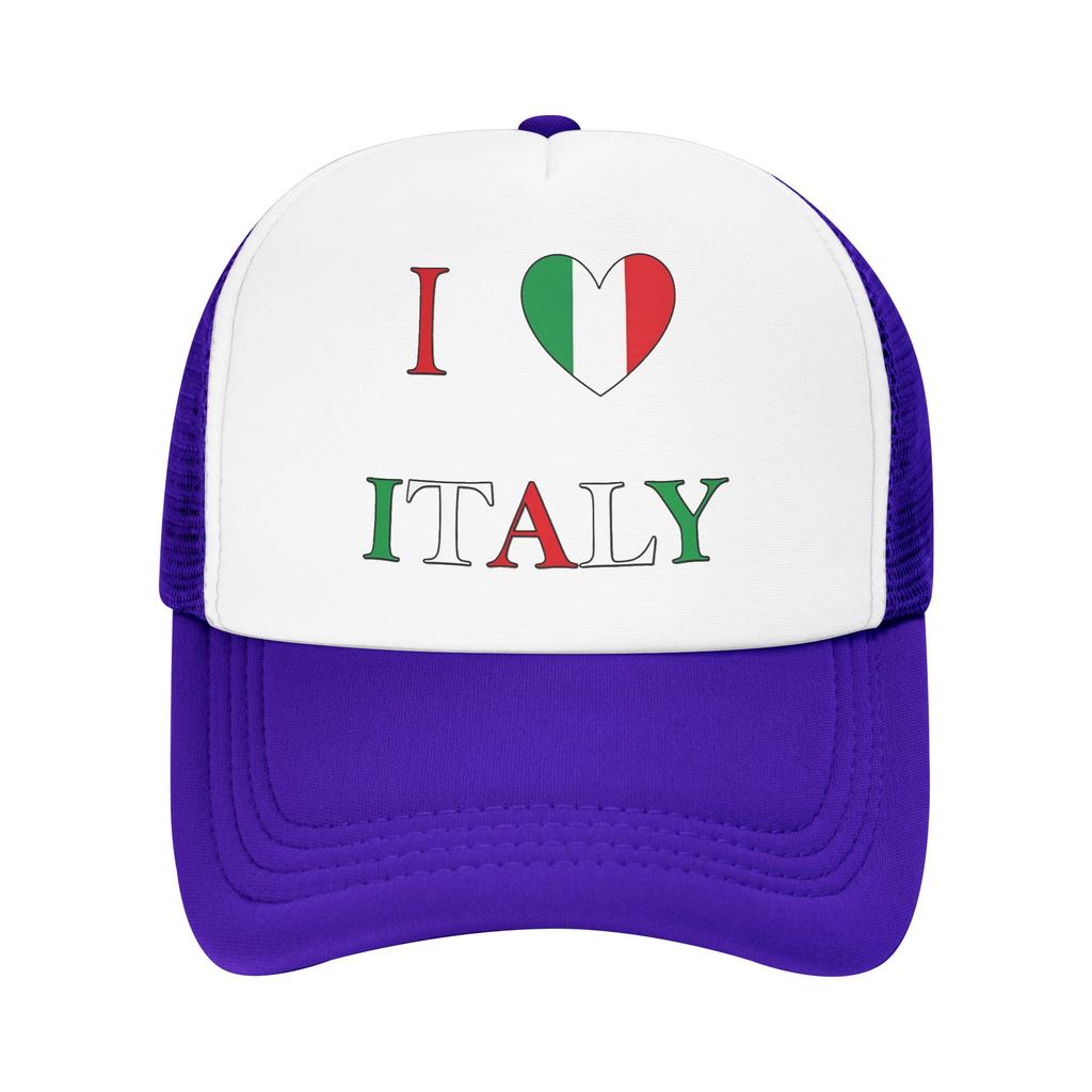 I Love Italy Sun Hats Trendy Unisex Adult Mesh Trucker Hat Dropshipping Design Kpop Rock Baseball Caps Birthday Gift